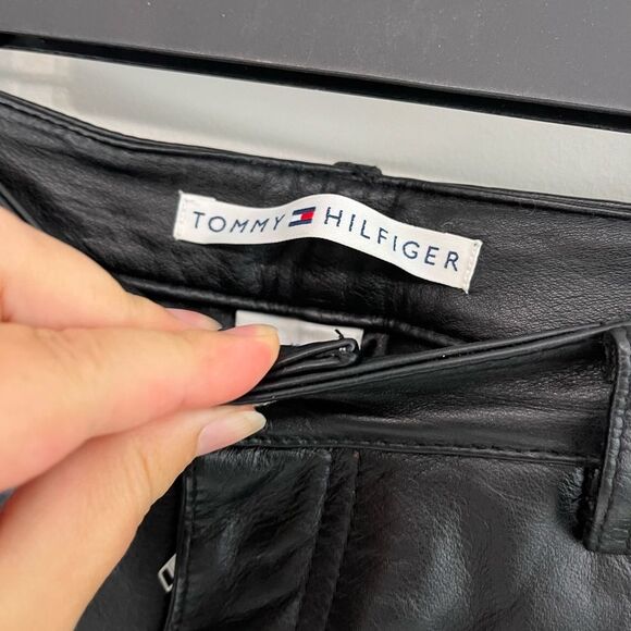 Vintage Tommy Hilfiger Leather Straight Leg Pants Size 10 - Picture 4 of 9